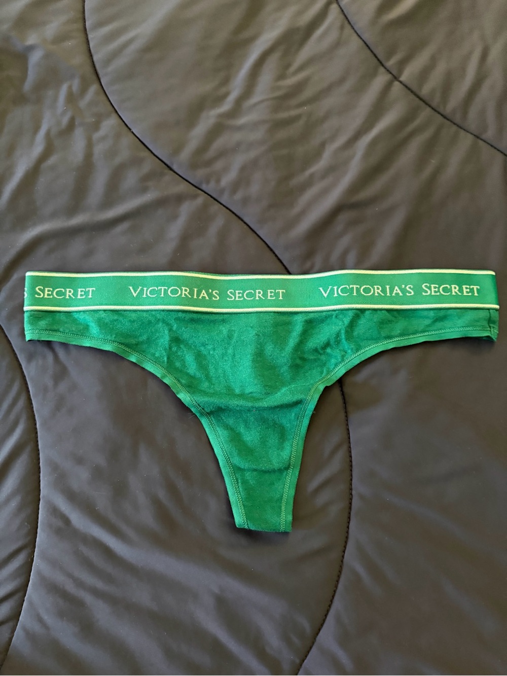 Victoria's Secret Green Logo Waistband Thong Panty